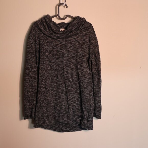 Merona Black and gray mottled long sleeve oversized turtleneck sweater Medium, - Picture 4 of 9